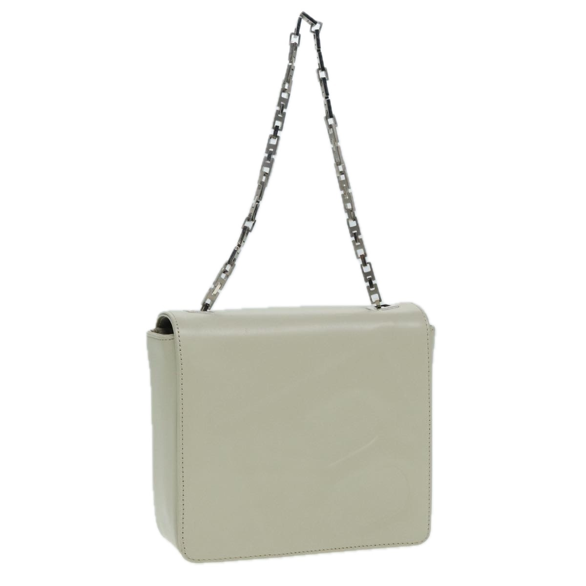 Bally Chain Shoulder Bag Leather Gray Silver Auth Bs16631